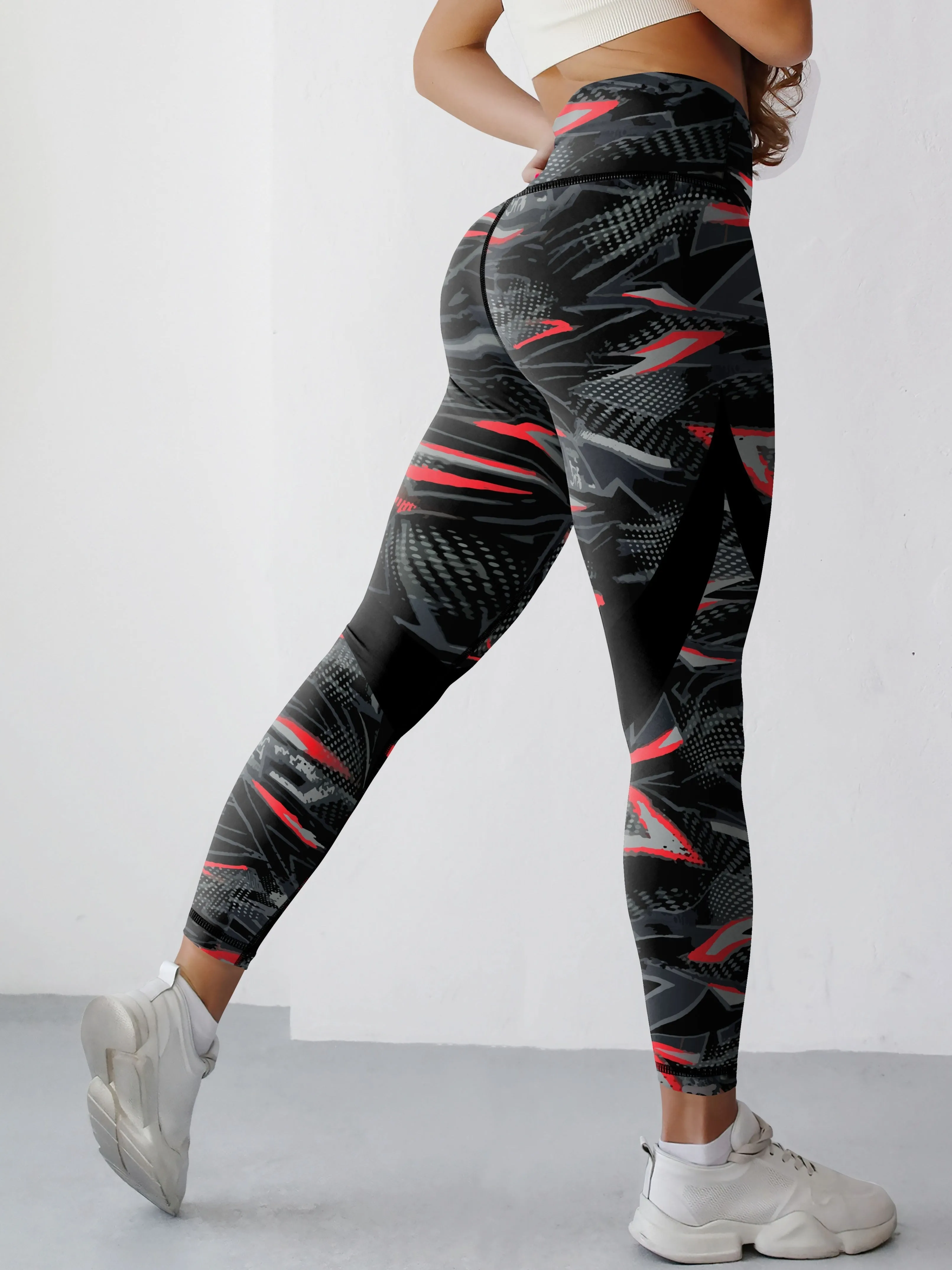 Women's High-waisted Elastic Tight Pants Sports Leggings With Side Stripe