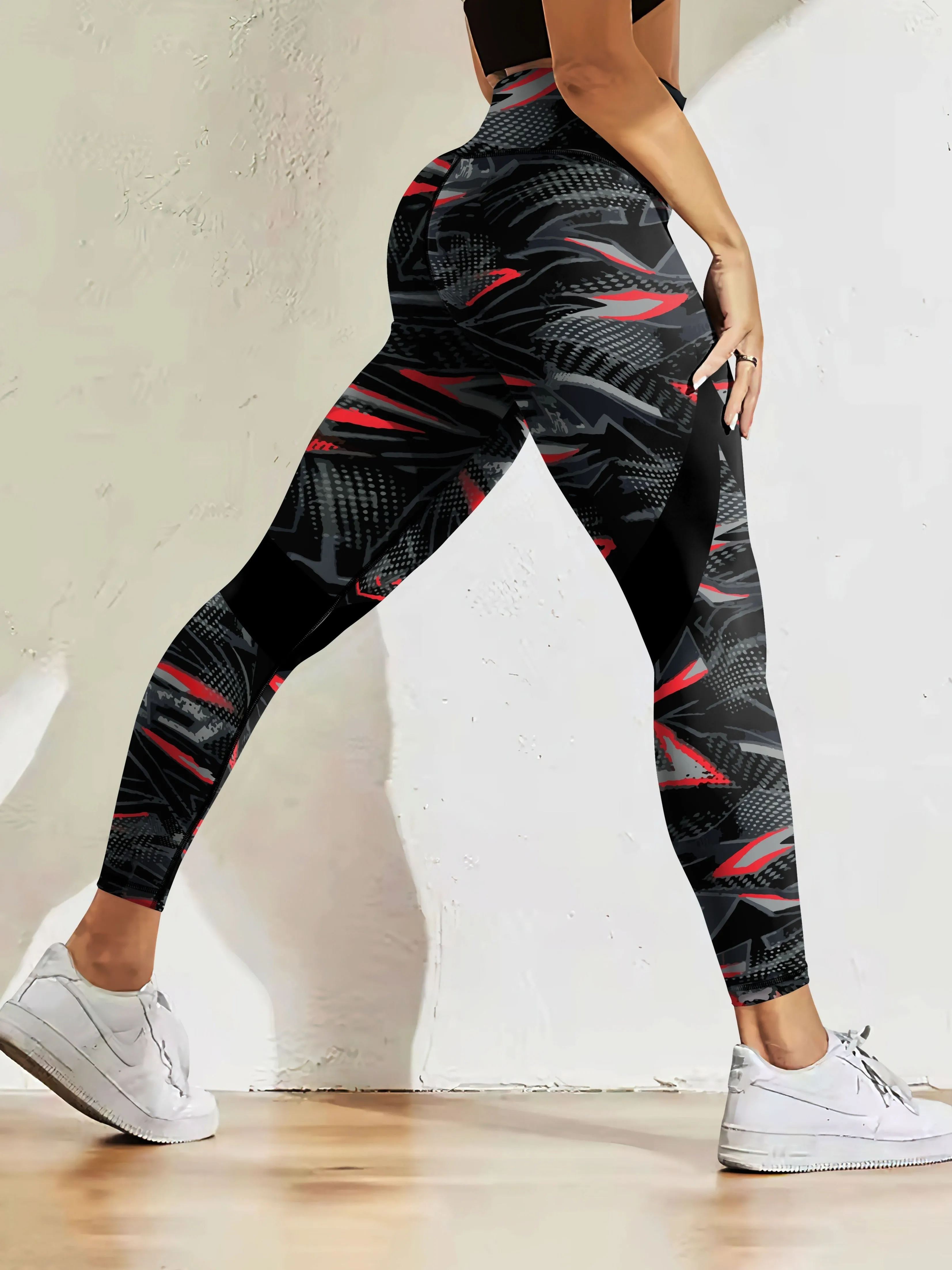 Women's High-waisted Elastic Tight Pants Sports Leggings With Side Stripe
