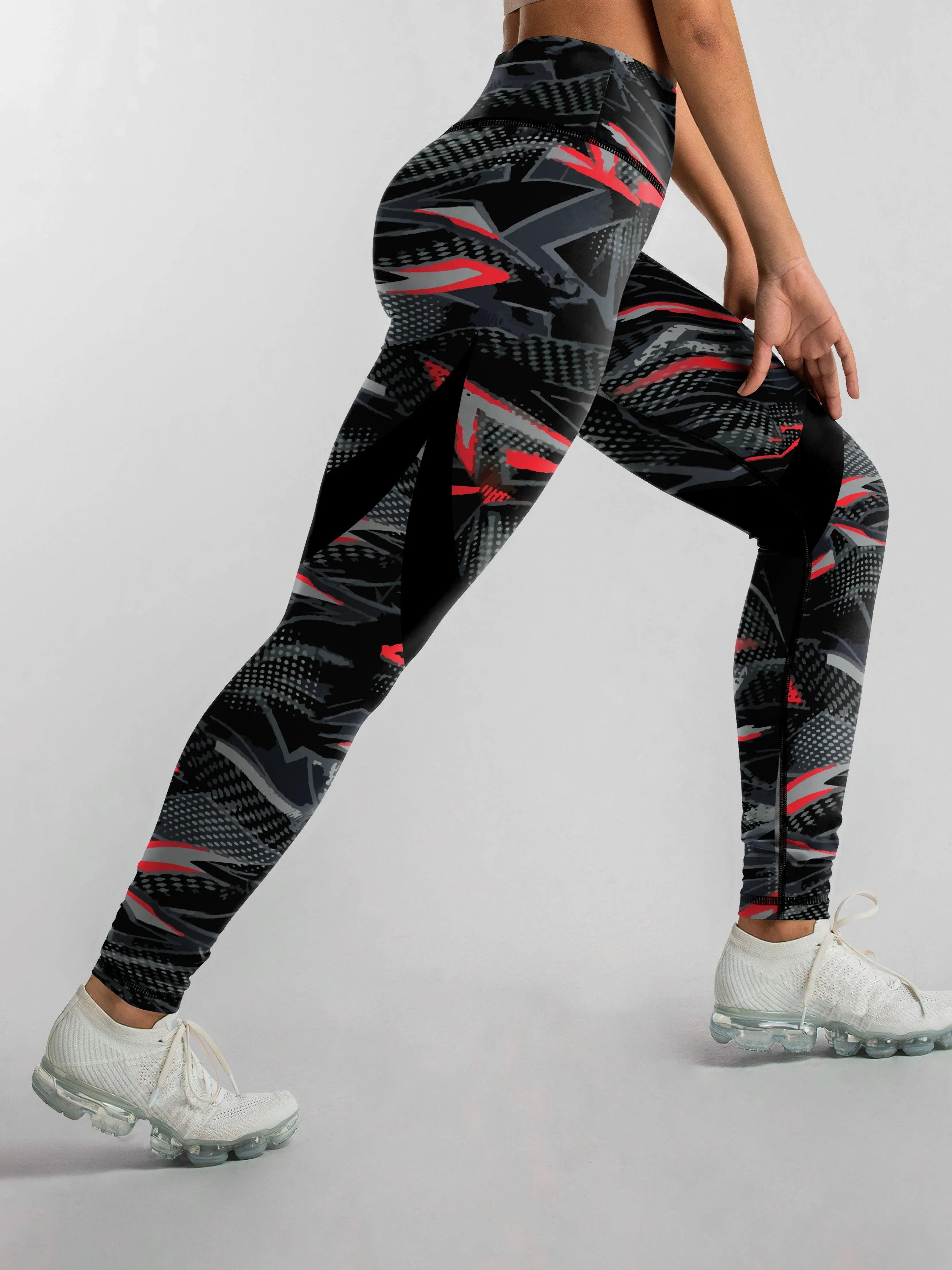 Women's High-waisted Elastic Tight Pants Sports Leggings With Side Stripe