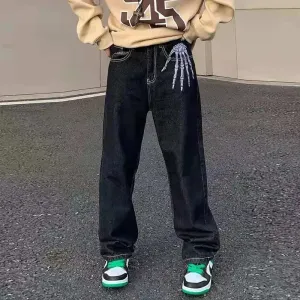 Y2K Skeleton Jeans for Gothic Streetwear Look