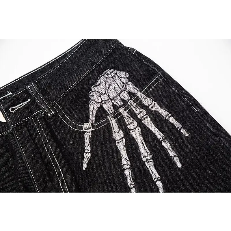 Y2K Skeleton Jeans for Gothic Streetwear Look