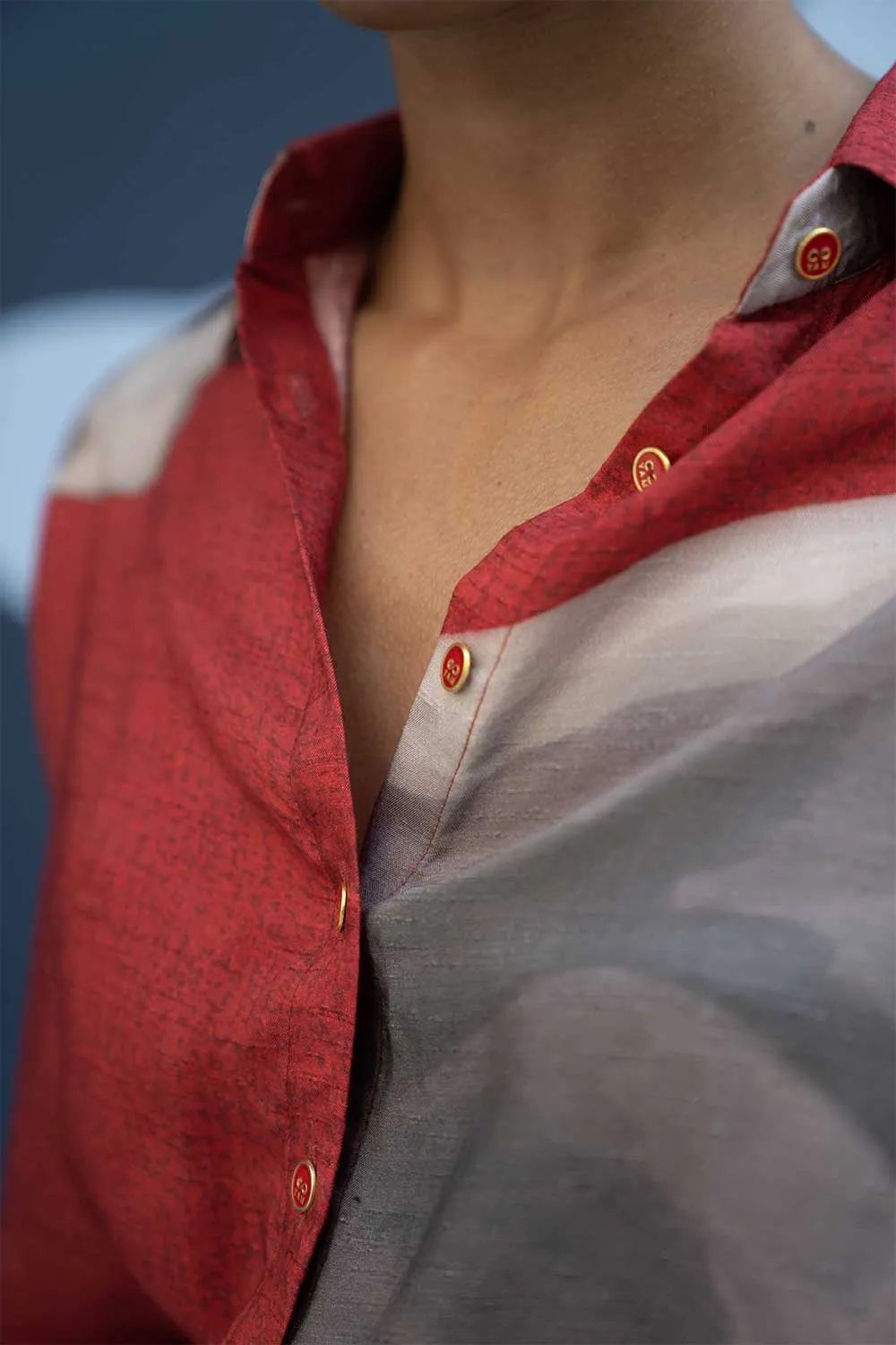 YAM   I   Burgos RED POPPIES CO-ORD 2  (SHIRT & PANTS) SILK RED YAMBILLIE19