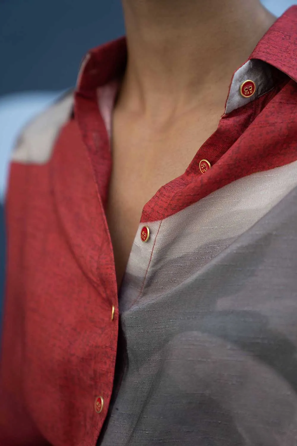 YAM   I   Burgos RED POPPIES CO-ORD 2  (SHIRT & PANTS) SILK RED YAMBILLIE19