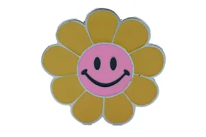 Yellow Happy Hippie Flower Enamel Metal Belt Buckle