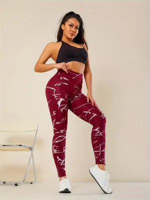 Yoga Leggings With Golden Detailing - Stretchy, High-WaistNon-See-Through Activewear Pants For Running & Fitness