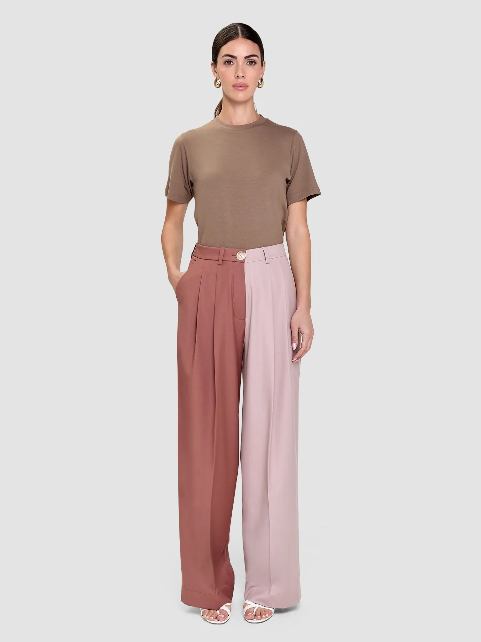 Zelda Trousers - Two-Tone Rosewood & Soft Pink