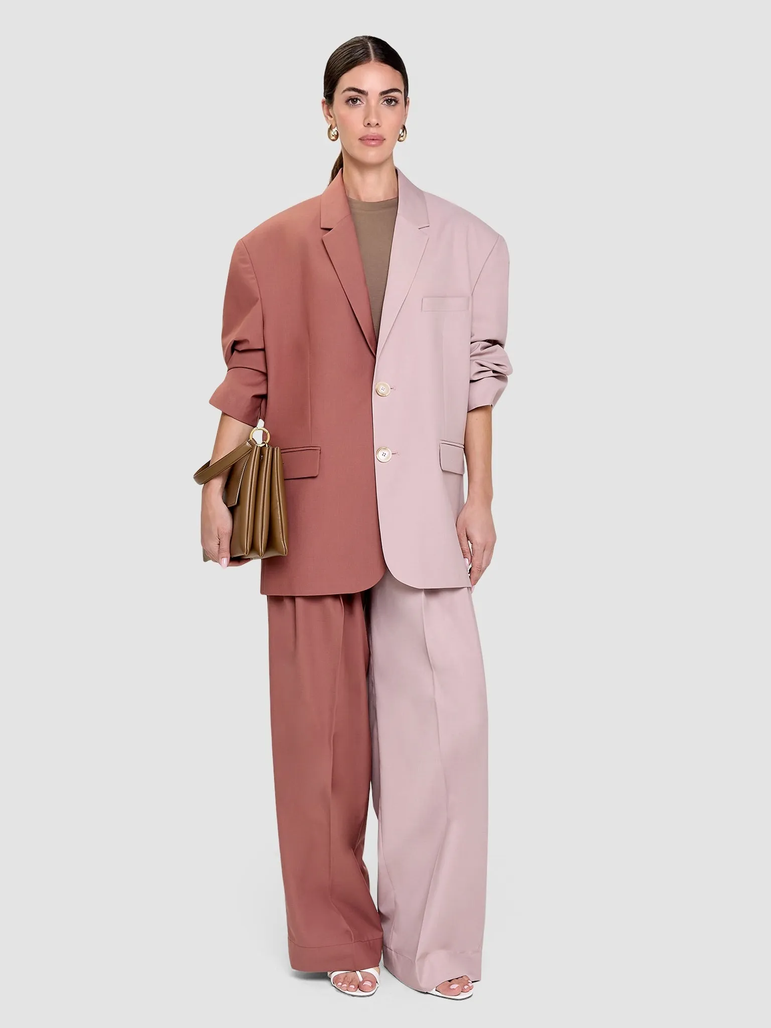 Zelda Trousers - Two-Tone Rosewood & Soft Pink